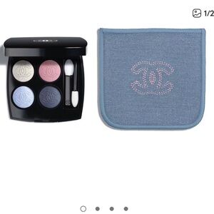 CHANEL Four-Shade Eyeshadow Palette in Pastel Blue, Navy, Pink & Pearl